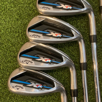 RH Callaway XR OS Iron Set (5-PW, AW). Stiff Flex.