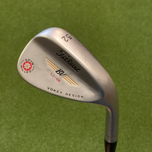 RH Titleist Vokey Spin Milled Wedge (52). Wedge Flex Steel.